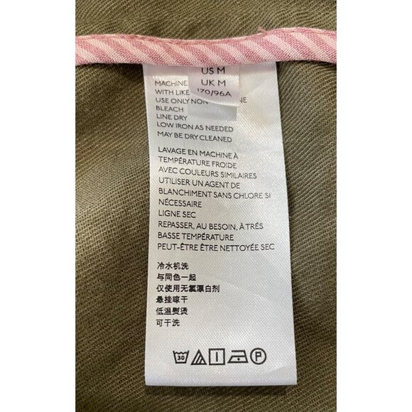 Anthropologie Trench Vest Womens M Olive Green Linen Blend Sleeveless Wrap Belt - Picture 16 of 16